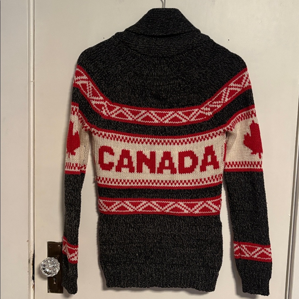 Bluenotes Red and White Canada Cardigan - Picture 3 of 5